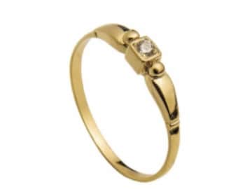 Solid Gold Ring 9kt Yellow Gold Ring With CZ Delicated Minimalist Gold Rings with Stones for Her Gift for Girlfriend 9 Carat Bague Or Massif