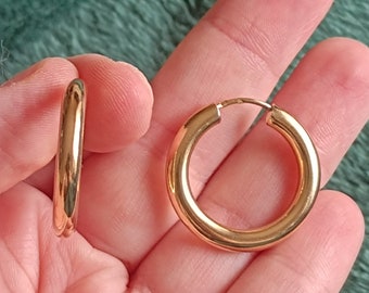 Aros de oro vermeil, aros de plata esterlina chapados en oro de 18 k, joyería minimalista para uso diario, regalo para ella