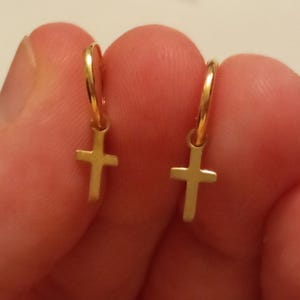 750 puur gouden oorringen geel 18 kt echt gouden unisex oorbellen met kruishanger bungelende gouden kruisringen sieraden cadeau K-pop man stijl