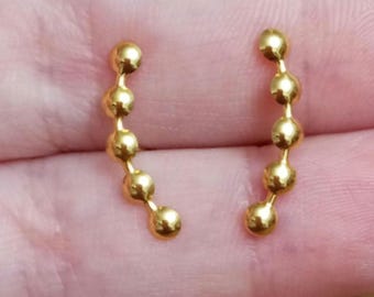 18 Karats Solid Gold Stud Ear Crawler Yellow 750 Real Gold Stud Earrings Jewelry Gift for Her Cute Handmade 18K Gold Earring Pendientes Oro