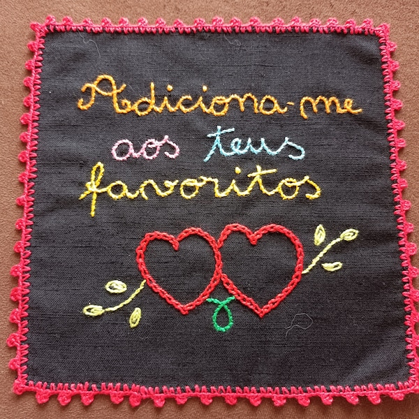 Hand embroidered Handkerchief in traditional linen from Minho Portugal Handmade Portuguese Lenço dos Namorados Vintage Style Iconic Souvenir