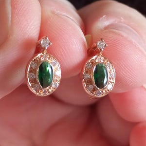 Echt gouden vintage stijl groene steen oorbel Portugees goud slapende oorbel antieke Lady Diana goud 800 sieraden Boucles Dormeuses Noel