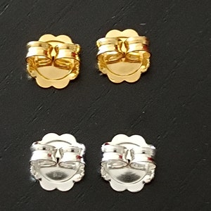 925 Sterling Silver MAXI Earrings Clasp With Rhodium Bath or Gold bath for heavy earrings or torn ears XXL Vermeil Rhodiated Supplies Gift image 3