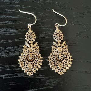 24KT Gold filled Portuguese Queen Earring Filigree Jewelry Handmade Royal Court Jewellery Filagree Traditional Gold Gift Portugal Jewels 24K