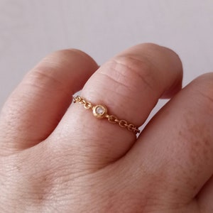 18 Carat Gold Solitaire Ring Flexible Link Mesh 750 Solid Gold Handmade Diamond Ring Bague Solitaire Or Jaune Massif Zircone Neuf Taille 58