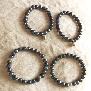 Süßwasser Perle Armband irisierend Lila Blau Grün Perlen Schmuck Silber Charme Einzigartige Stapeln Geschenk für Sie