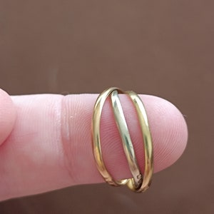 Bague de mariage en or massif 19,2 kt, bague en or portugais tribande, jaune, blanc, rose, bague en or faite main, bijoux de célébration de mariage