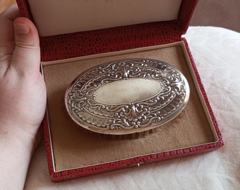 Sterling zilveren antieke borstel met originele doos begin 20e eeuw Portugese handgemaakte zilveren decor Vintage haarborsteljas zoals Downton Abbey