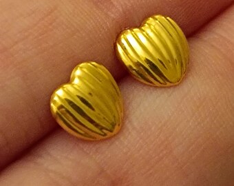 [Golden dew] 韓国☆18K Gold☆Heart For You 3 earring 14KT Yellow Gold 1/8 cttw Diamond Journey Heart Earrings