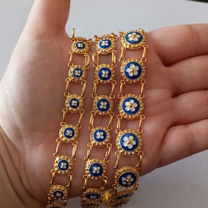 Silver Filigree Goldplated Bracelet Beautiful Handpainted Floral Design Caramujo Portuguese Enamel Filigree Jewelry for Her Regional Gift