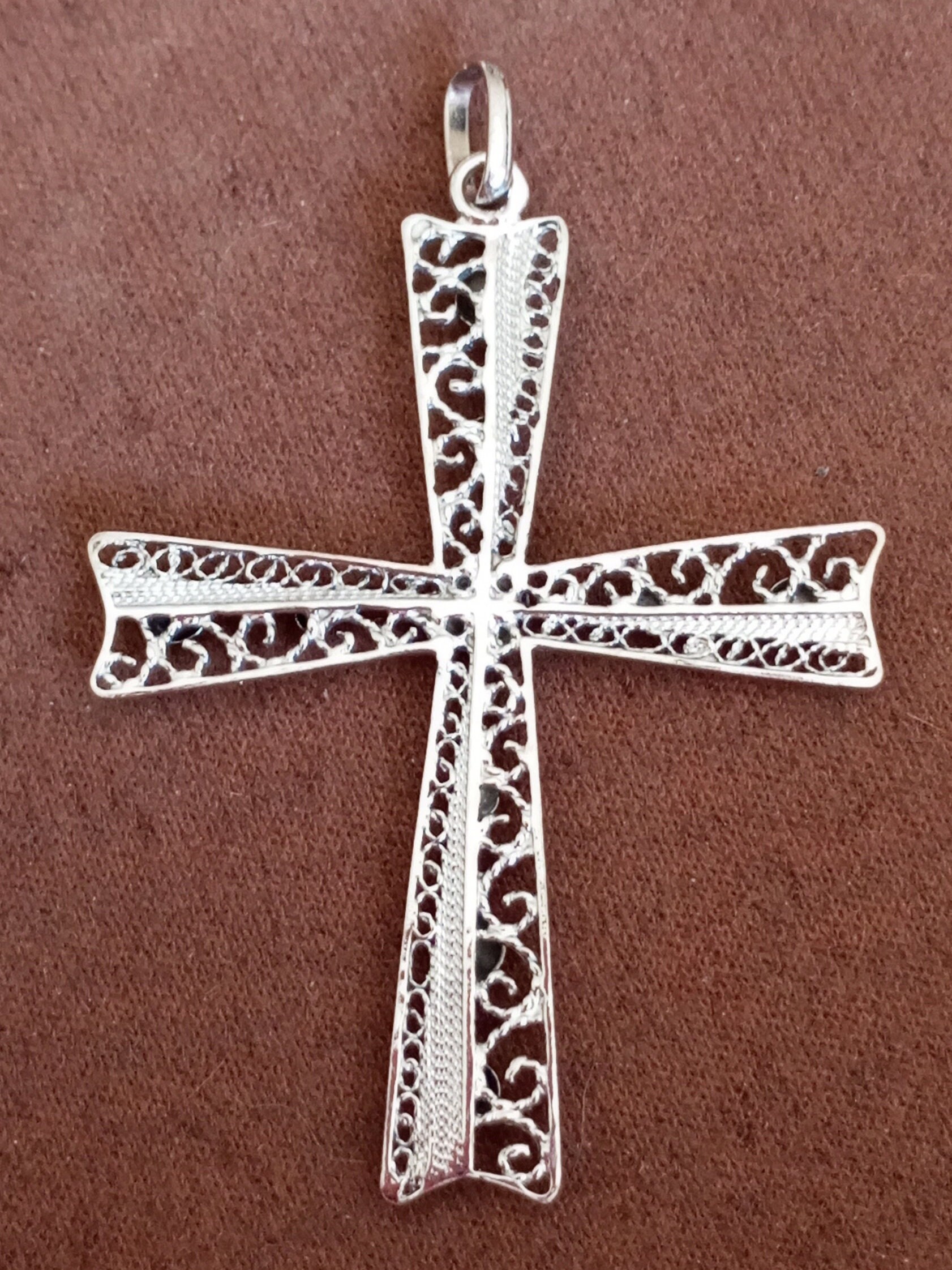 Filigree Sterling Silver Cross Pendant 925 Silver Filigree Crucifix ...