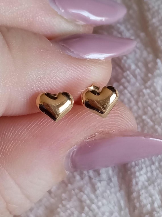 Real Gold Heart Earrings Solid 750 Gold Heart Studs Earrings Beautiful Gift Gold Jewellery for Her Cute Romantic Jewels Portugal 18KT Gold