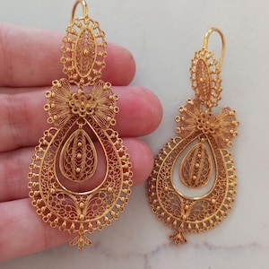 Portuguese Princess Traditional Filigree Goldfilled Earrings Maxi Size Exclusive Christmas Edition Filagree Golden Princess Earring Gift Her