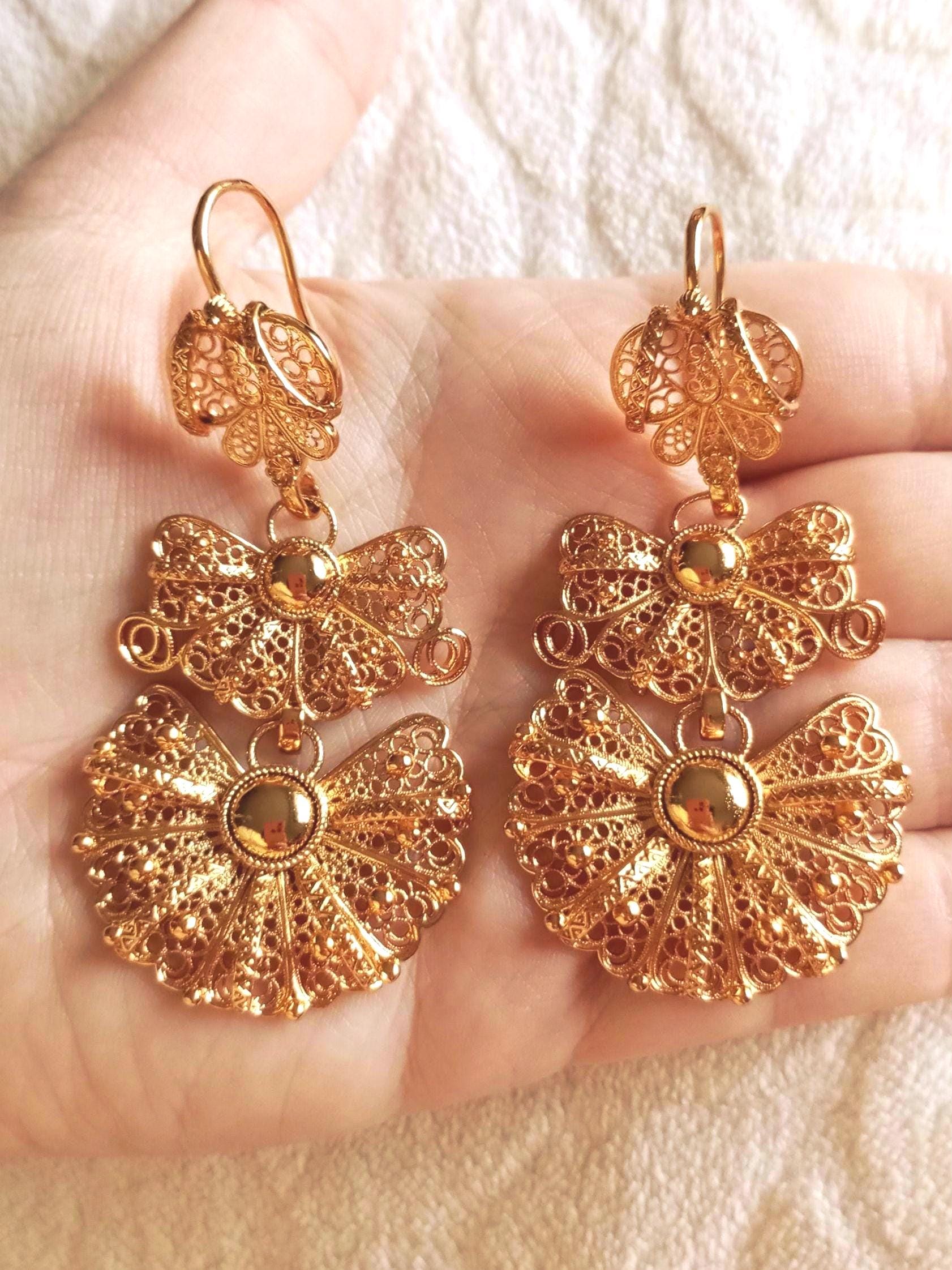 ASH'S CHOICE Orecchini pendenti in argento sterling 925, placcati in oro 14 carati, pendenti lunghi a goccia d'acqua, intrecciati, pendenti boho, Ottone