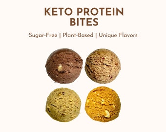 Protein Bites | Keto, Sugar-Free, High-Protein, Vegan, Handmade  | Variety Pack | Unique Flavors | Gift Box | 8-16 large pieces