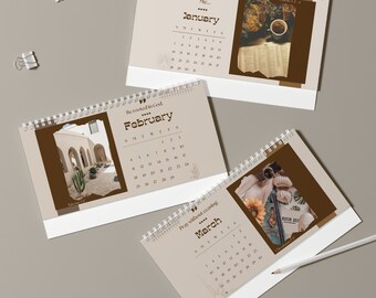 Elegant Christian 2024 Calendar - Creme and brown aesthetic with Bible inspiration. Feed your Faith!