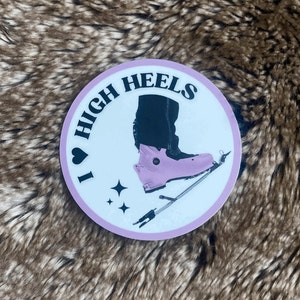 Ski Touring / Backcountry Skiing sticker, I Love High Heels, handmade in Colorado