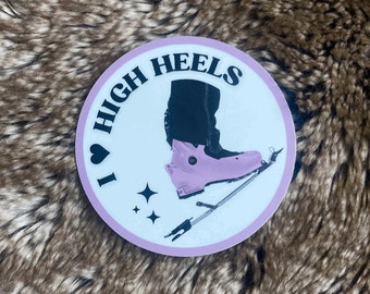 Ski Touring / Backcountry Skiing sticker, I Love High Heels, handmade in Colorado