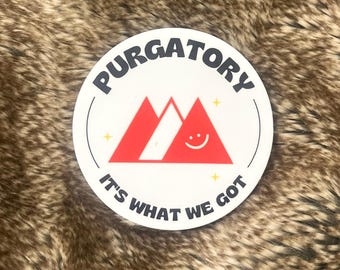 Purgatory Ski Resort sticker, Durango skiing humor, Colorado, handmade