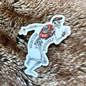 Skeleton Ultra Runner sticker, Exorcise Yourself, trail running, outdoors, spooky