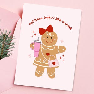 Tarjeta navideña divertida / Tarjeta navideña imprimible para ella / Regalo de la Copa Stanley para una amiga / Descarga digital navideña de Like a Snack Bougie