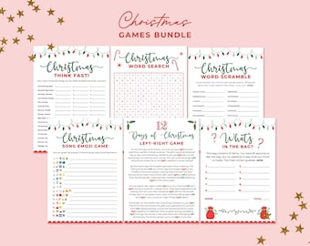 Printable Christmas Game Bundle | Christmas Party Game | Holiday Party Family Games | Christmas Word Game, Left Right Game, Christmas Trivia