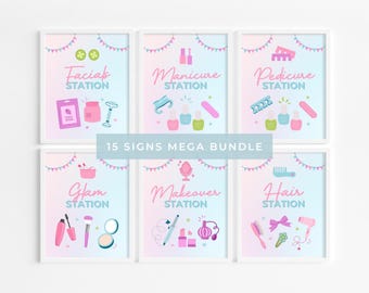 Spa Party Signs: 15 Pamper Party Printables (Digital Download)