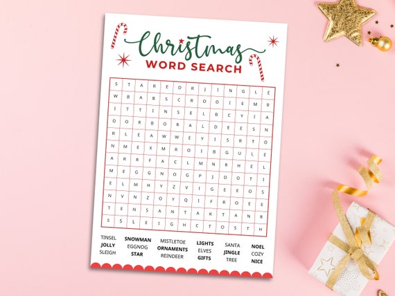 Christmas Word Search Game: Printable Holiday Activity (Digital Download)