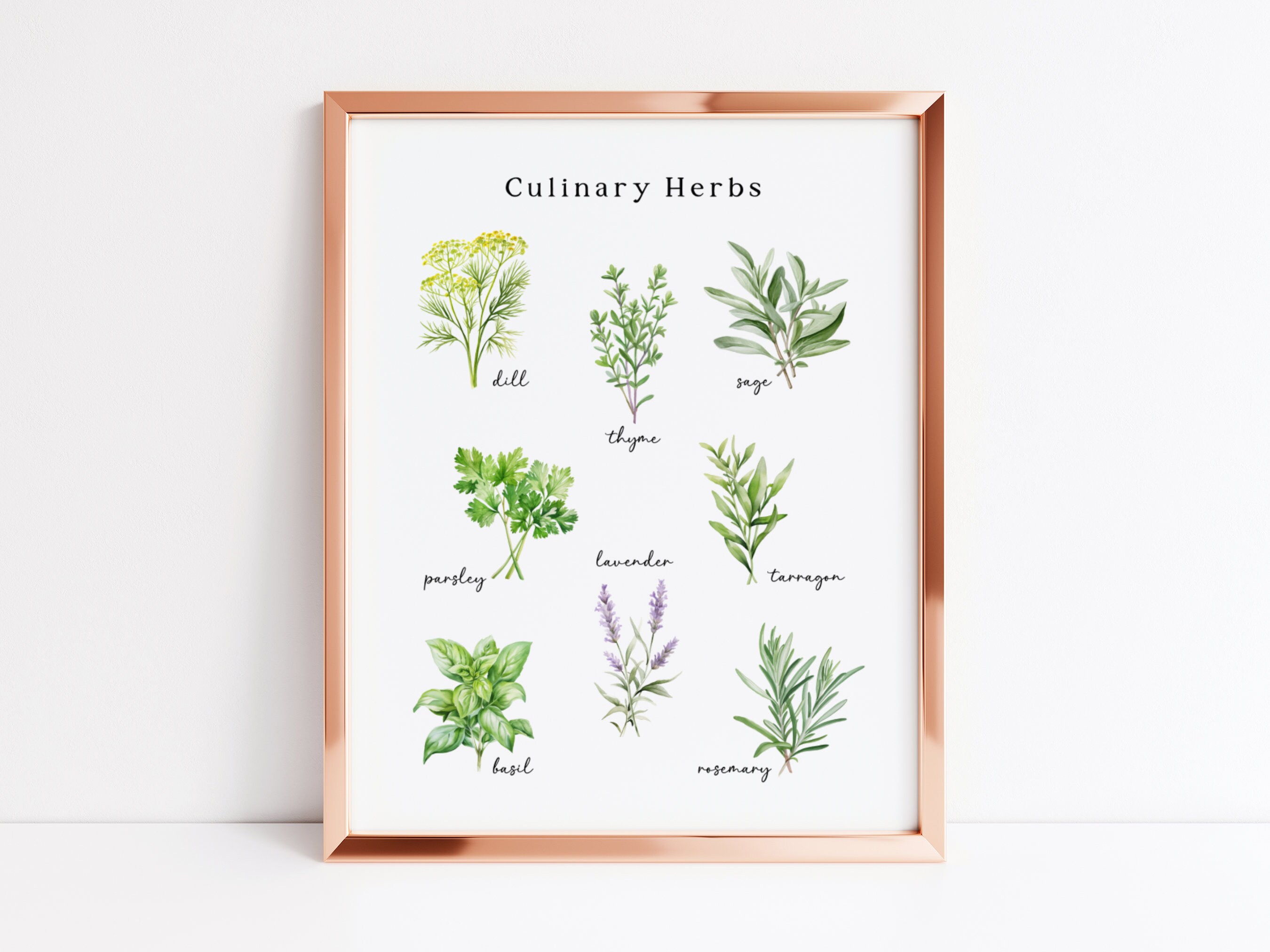 Watercolor Herbs Print Printable Kitchen Wall Art Farmhouse Kitchen ...