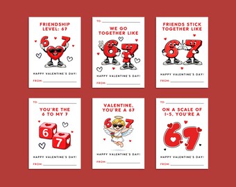 67 Printable Valentine's Day Cards for Kids: Funny Teen & Tween Six Seven Classroom Valentines