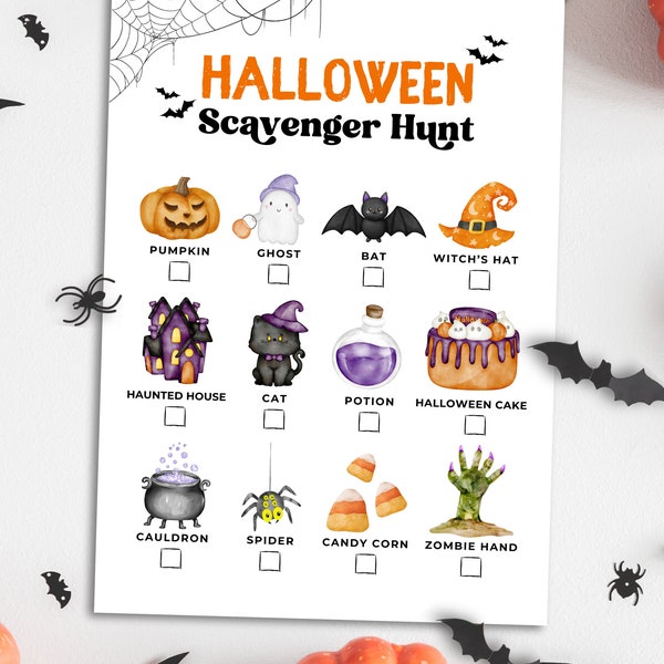 Halloween Scavenger Hunt | Printable Halloween Kids Activity | Halloween Classroom Activity | Kids Halloween Game | Indoor Halloween Fun