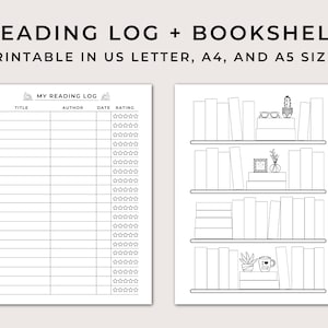 Registro di lettura / Modello stampabile da scaffale / Tracker di libri stampabile / Libri che ho letto Download istantaneo / Diario del libro della sfida di lettura A4 A5