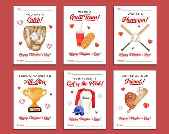 Baseball Valentine's Day Cards: Sports Classroom Valentines (Digital Download)