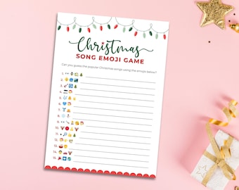 Christmas Song Game Emoji Pictionary | Printable Christmas Game | Family Christmas Activity | Holiday Party Game | Office Christmas Trivia