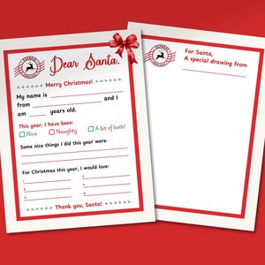 Kinderbrief an den Weihnachtsmann | Lieber Weihnachtsmann Brief | Printable Weihnachtswunschliste | Weihnachten Kinder Aktivität | Weihnachtsmann Liste Instant Download