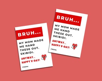 Funny 'Bruh' Valentine's Day Cards for Teens (Printable PDF)