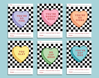 Teen Slang Valentine's Day Cards: Funny Conversation Heart Printables (Digital Download)