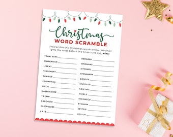 Christmas Word Scramble | Christmas Party Game | Printable Christmas Game | Christmas Activity Word Game | Holiday Party Game | Family Games