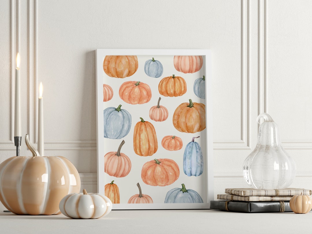Watercolor Pumpkins Print Printable Pumpkin Wall Art Fall Wall Decor ...
