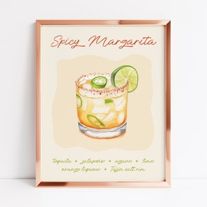 Spicy Margarita Druck | Margarita Wand Kunst | Poster Margarita | Trendiger Bar-Druck | Druckbare Kunst Cocktail Print | Cocktail-Poster