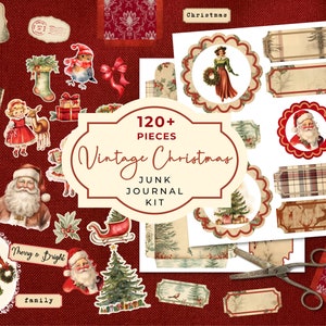 Vintage Christmas Junk Journal Kit | Christmas Fussy Cuts | Christmas Ephemera | Christmas Printable Junk Journal | Christmas Scrapbook Kit
