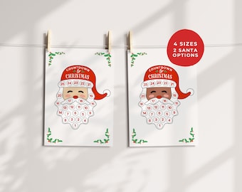 Printable Santa Beard Christmas Countdown Calendar (Digital Download)