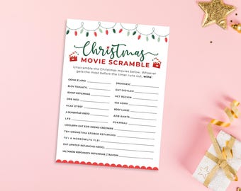 Printable Christmas Movie Game: Holiday Word Scramble Activity (Digital Download)