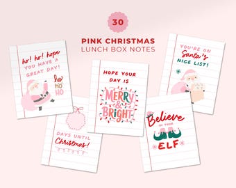 Printable Pink Christmas Lunchbox Notes: Affirmations for Kids (Digital Download)
