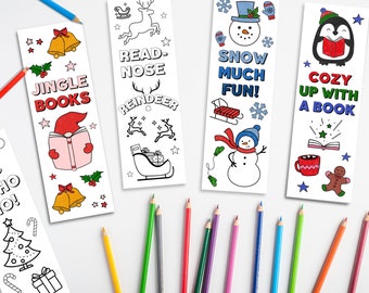 Christmas Coloring Bookmarks: Printable Kids Holiday Activity (Digital Download)