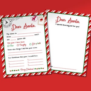 Carta oficial a Papá Noel / Carta imprimible a Papá Noel / Lista de deseos navideños imprimible / Lista de actividades navideñas para niños con Papá Noel Descarga instantánea