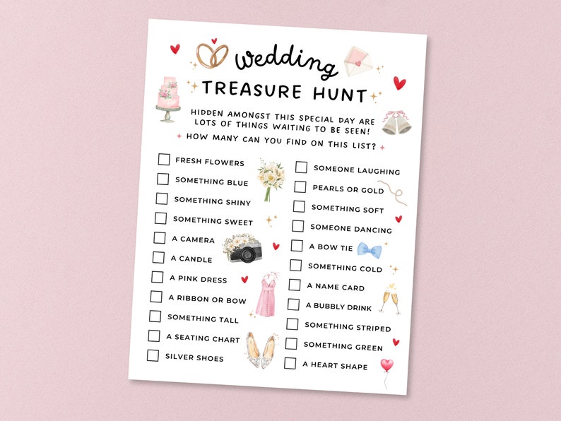 Wedding Treasure Hunt for Kids Kids Wedding Activity Wedding Scavenger ...