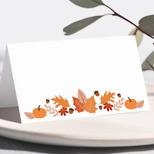 Cartões de lugar de ação de graças para impressão | Cartões de lugar conhecidos de Friendsgiving | Cartões para tenda de comida de ação de graças para impressão Cartões de buffet | Cartões de lugar de outono