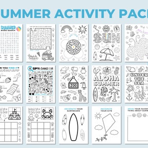 Activités d'été pour les enfants | Feuilles d'activités estivales pour enfants | Ensemble d'activités d'été à imprimer | Coloriages d'été | Jeux de camp d'été
