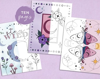 Printable Witch Coloring Book for Adults: Mystic, Crystal & Tarot Designs (Digital Download)
